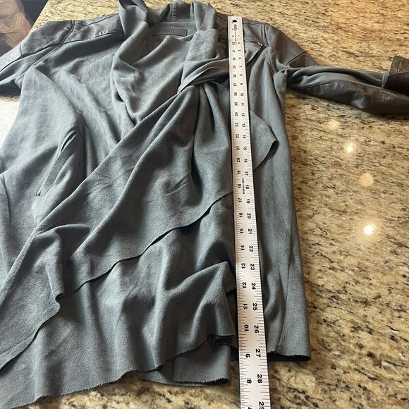 Anthropologie BlankNYC Size Small Gray Draped Faux Suede And Zip Leather Jacket - Picture 12 of 12